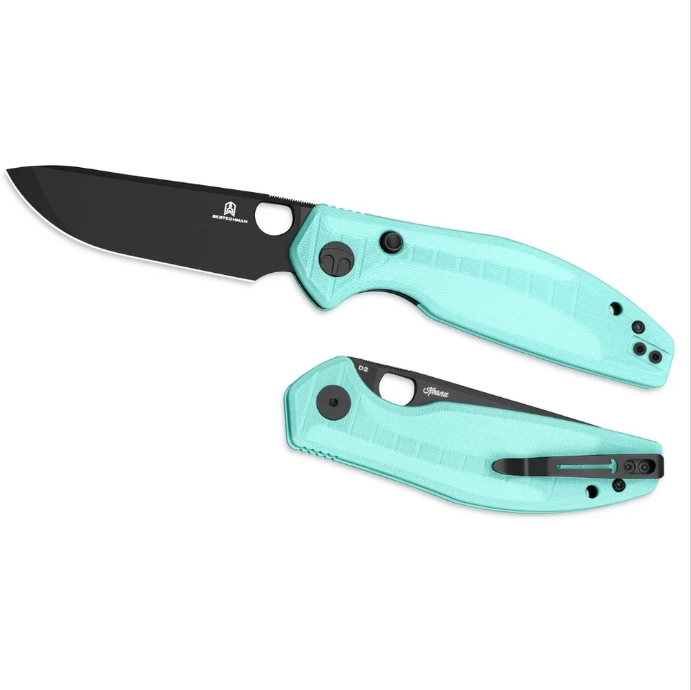 BESTECHMAN // Angry Owl // D2, G10 Scales // Button Liner Lock Knife